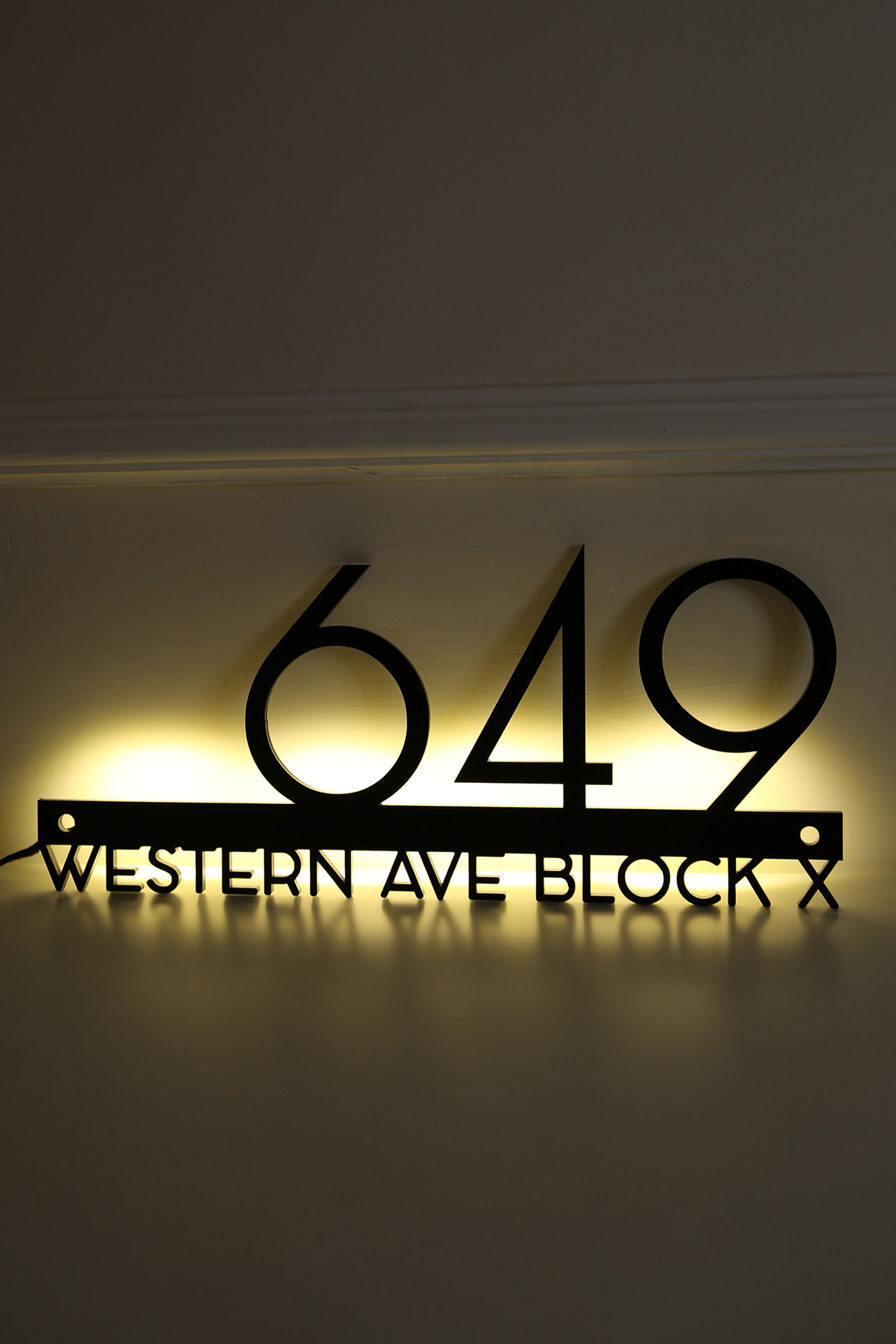 Custom Metal Backlit 2 Line House Sign