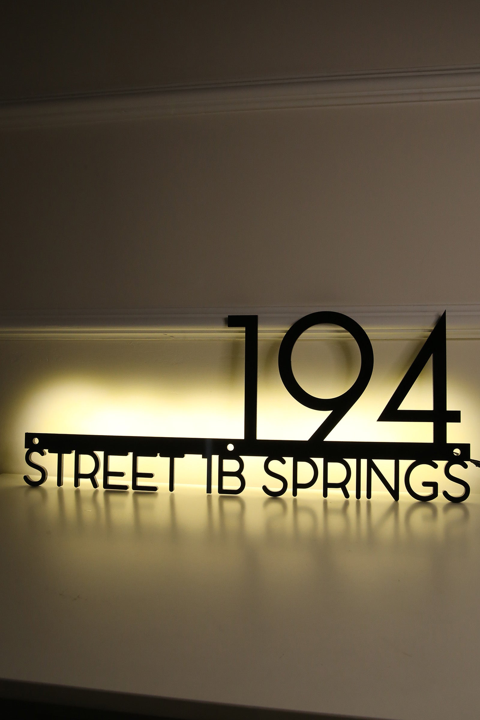 Custom Metal Backlit 2 Line House Sign