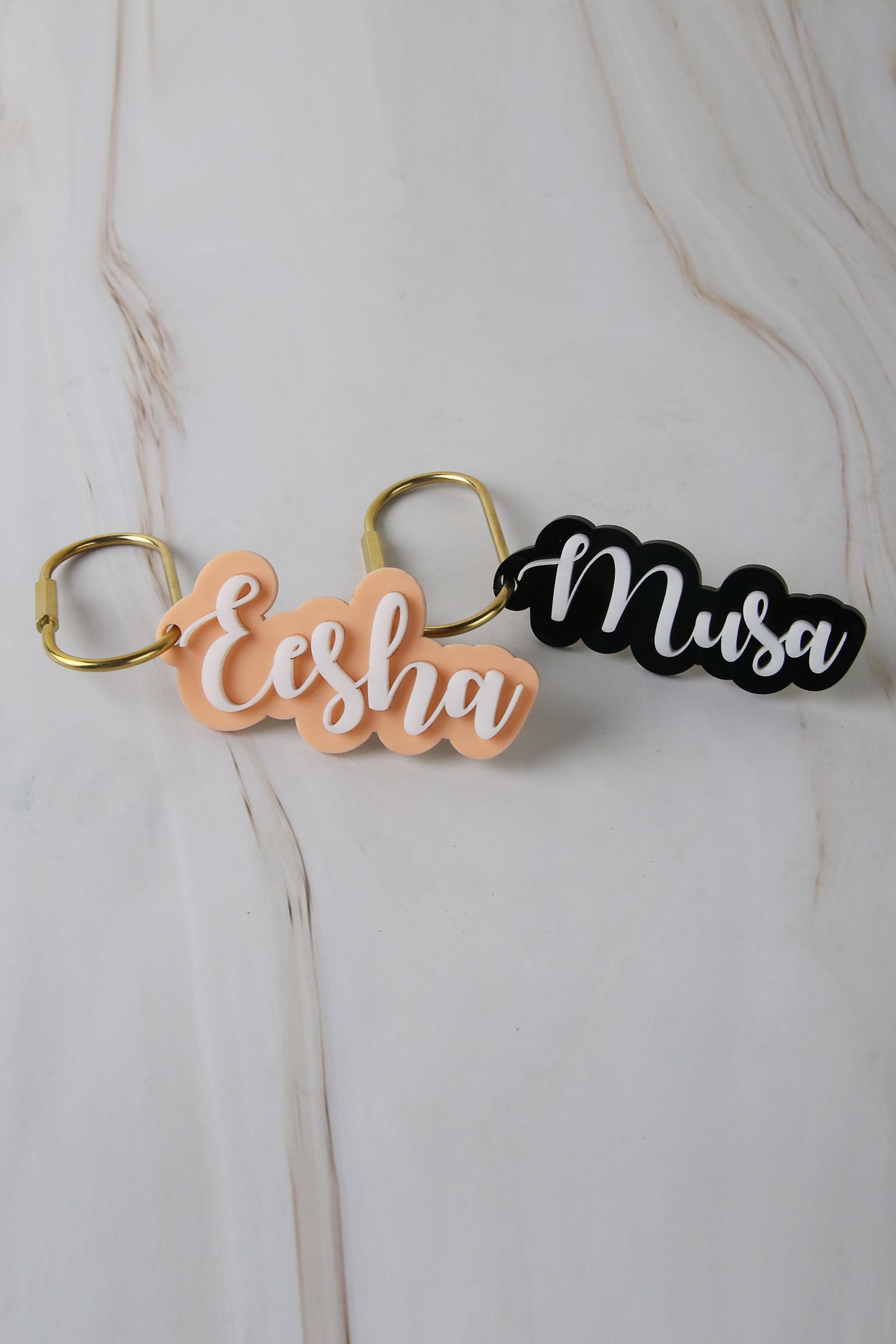 Brass keychains store with names