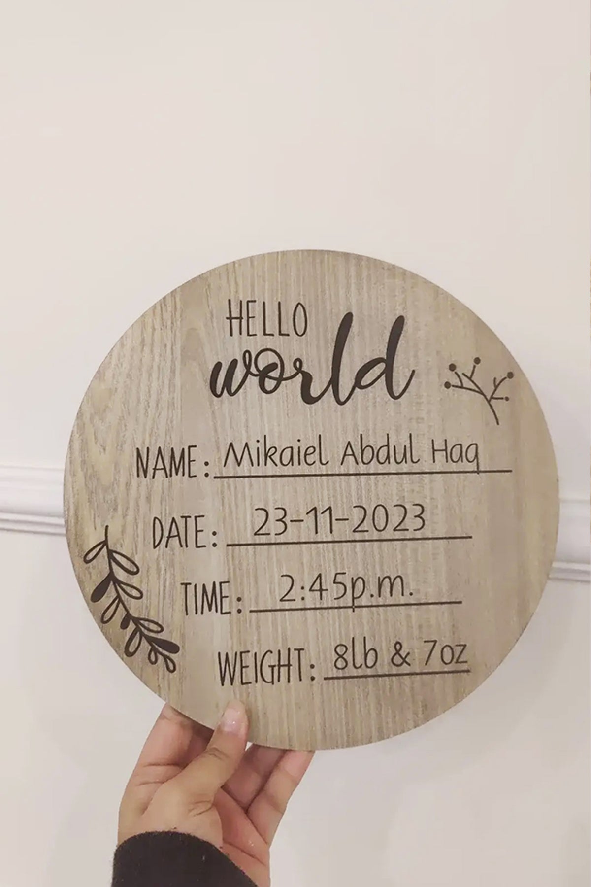 Filled Birth Announcement Plaque