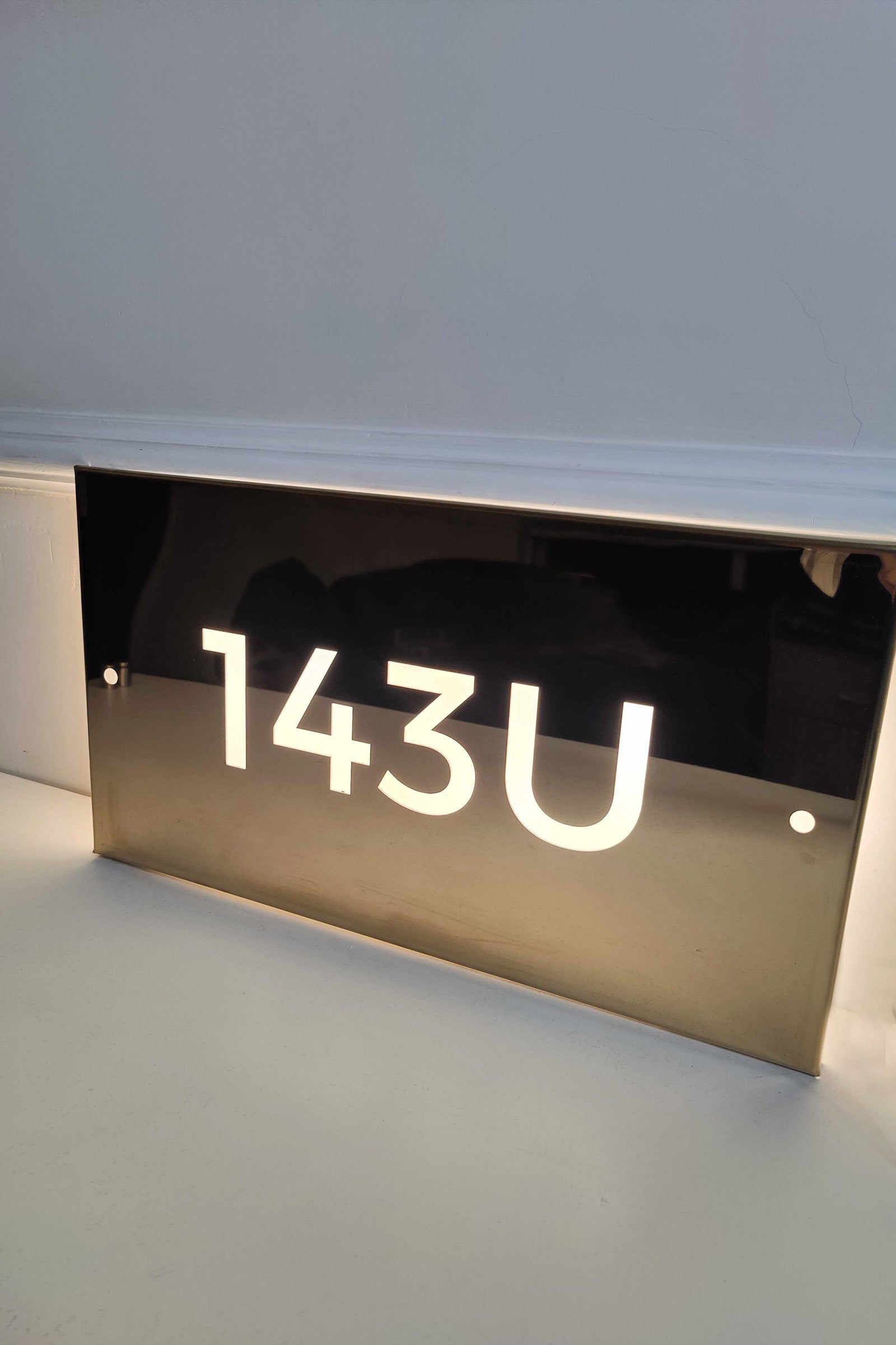 Stainless Steel Gold Backlit House Plate / Sign