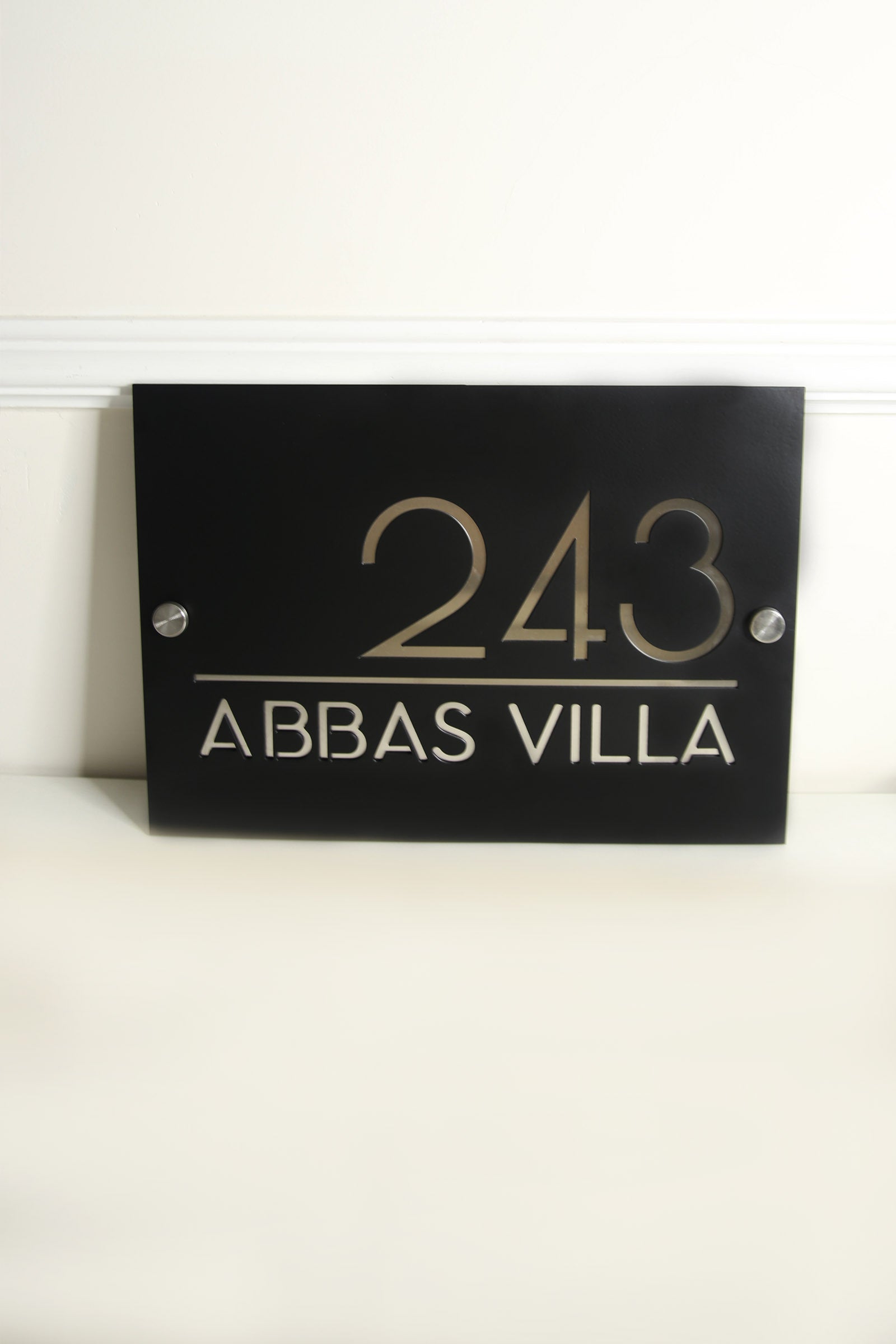 Matte Black Metal House Sign