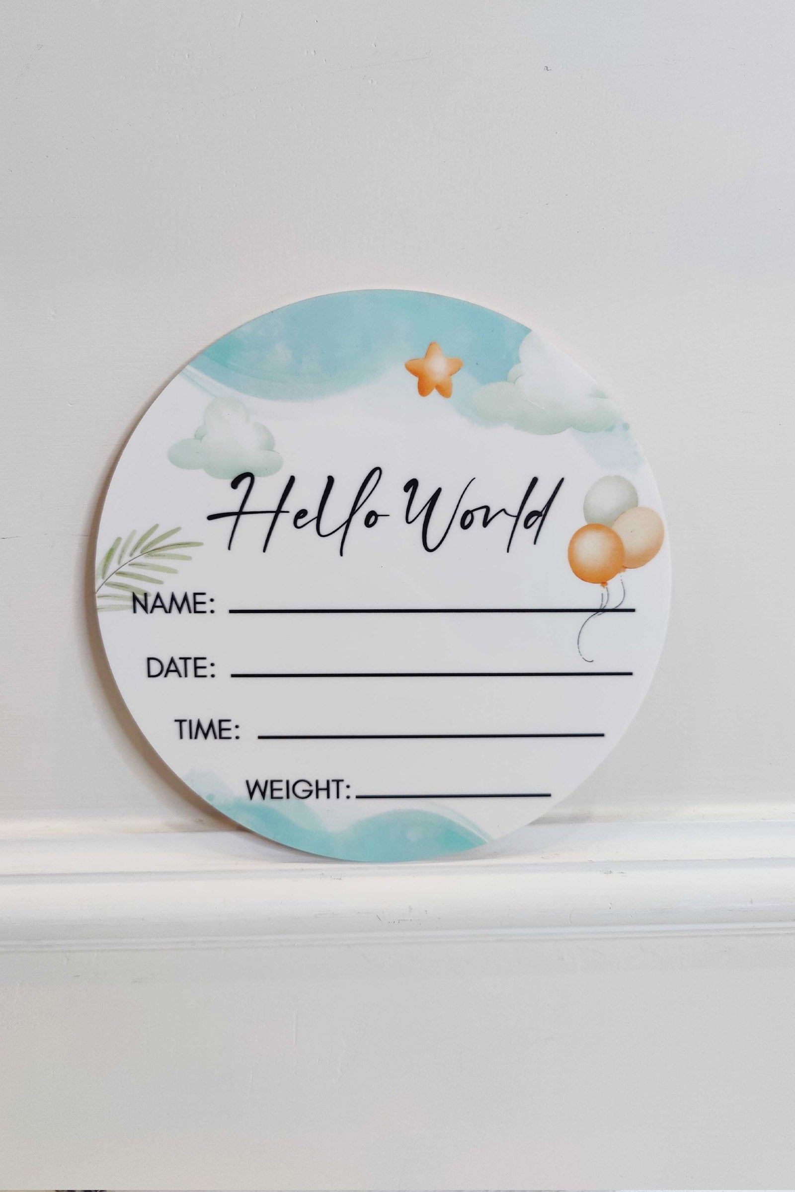 Cloudy Baby - Birth Announcement Plaque