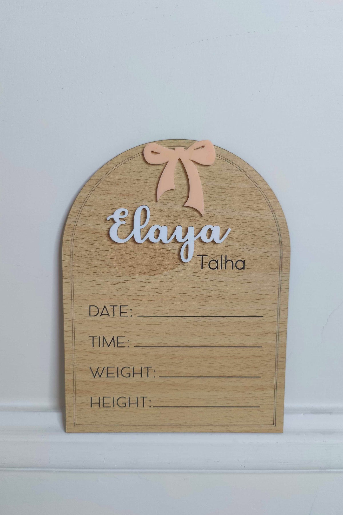 Custom Name - Birth Announcement Arch Plaque