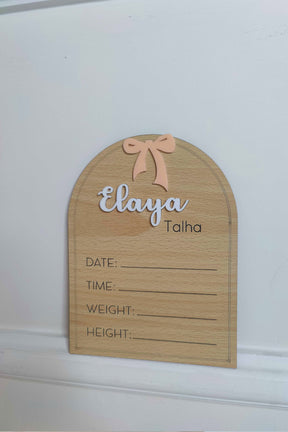 Custom Name - Birth Announcement Arch Plaque