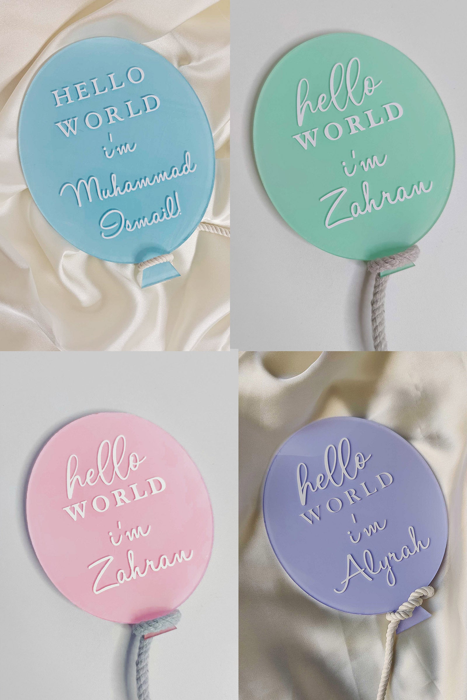 Custom Pastel Balloon Birth Announcement Sign