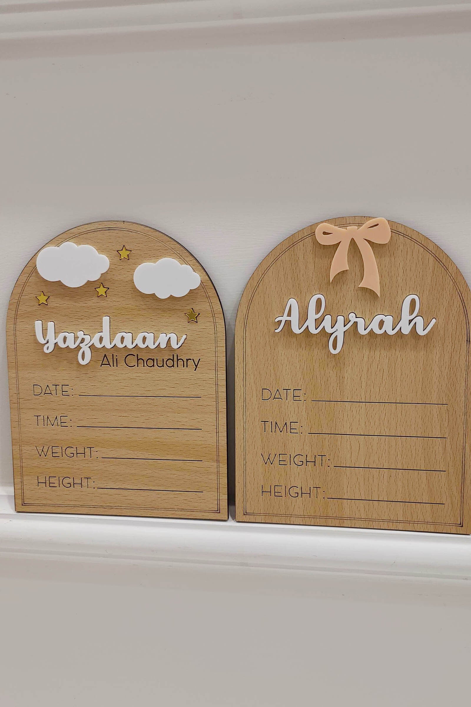 Custom Name - Birth Announcement Arch Plaque