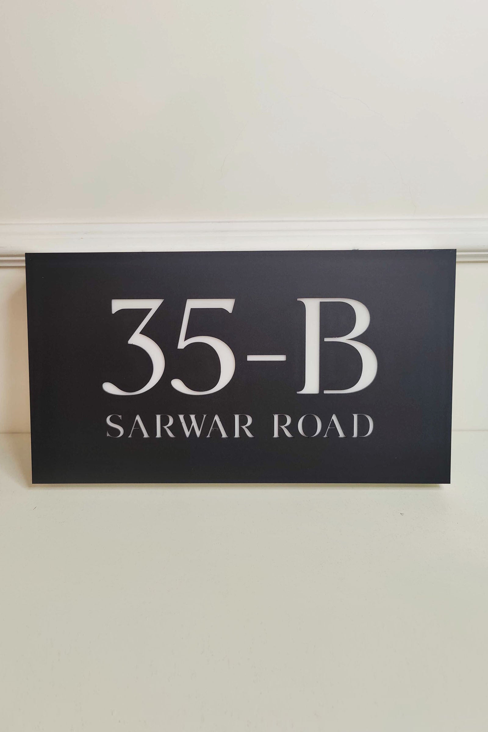 Custom Matte Black Backlit Arcylic House Sign