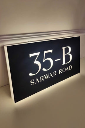 Custom Matte Black Backlit Arcylic House Sign