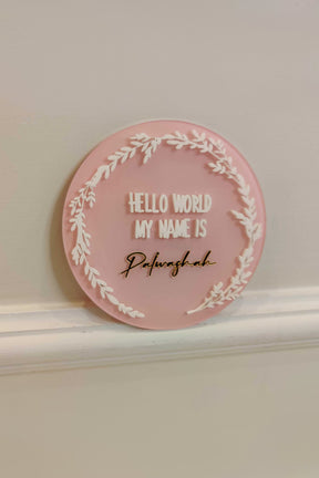 Customized Baby Plaque - Pastel Pink Wreath