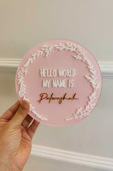 Customized Baby Plaque - Pastel Pink Wreath