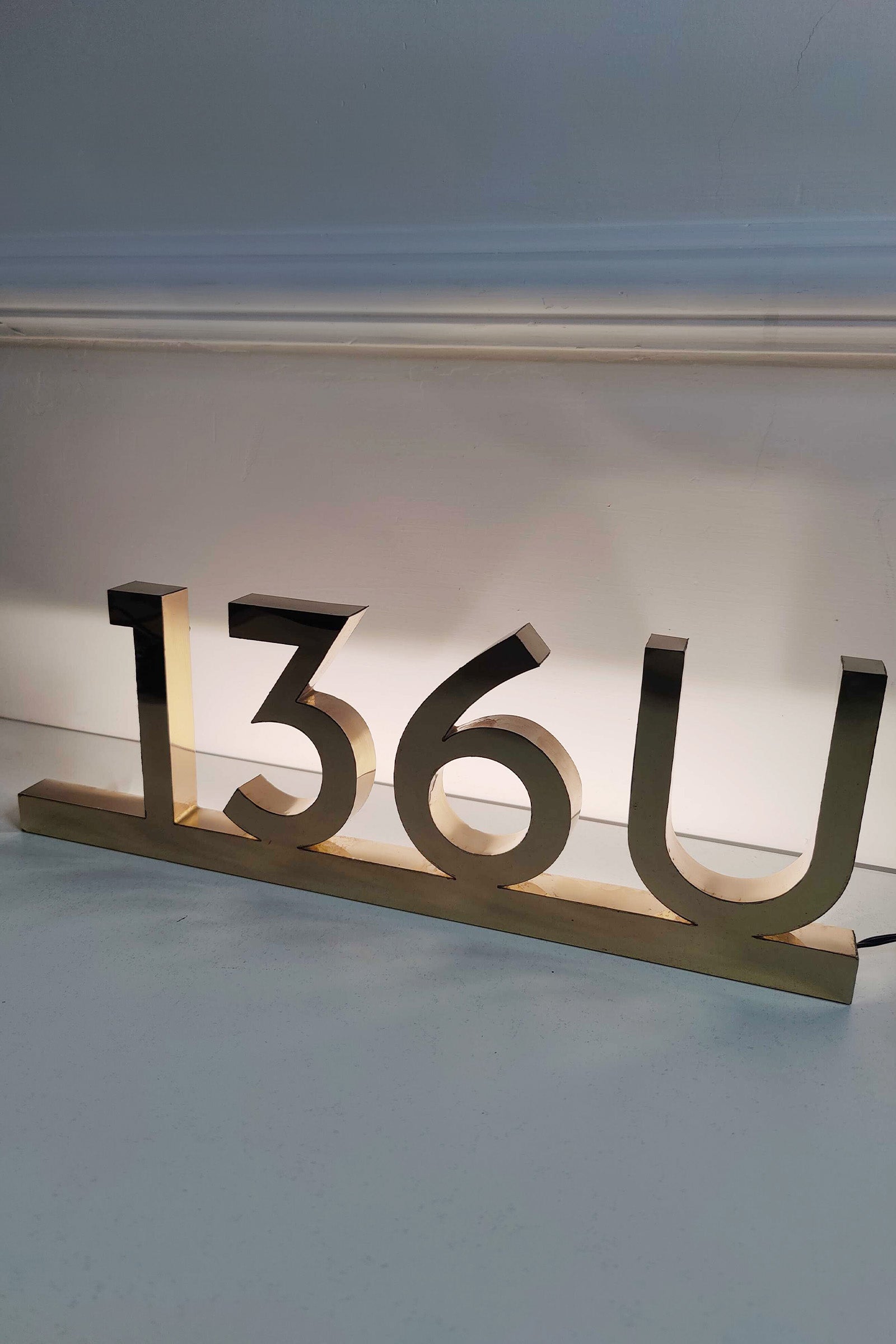 Stainless Steel Backlit House Number - gold