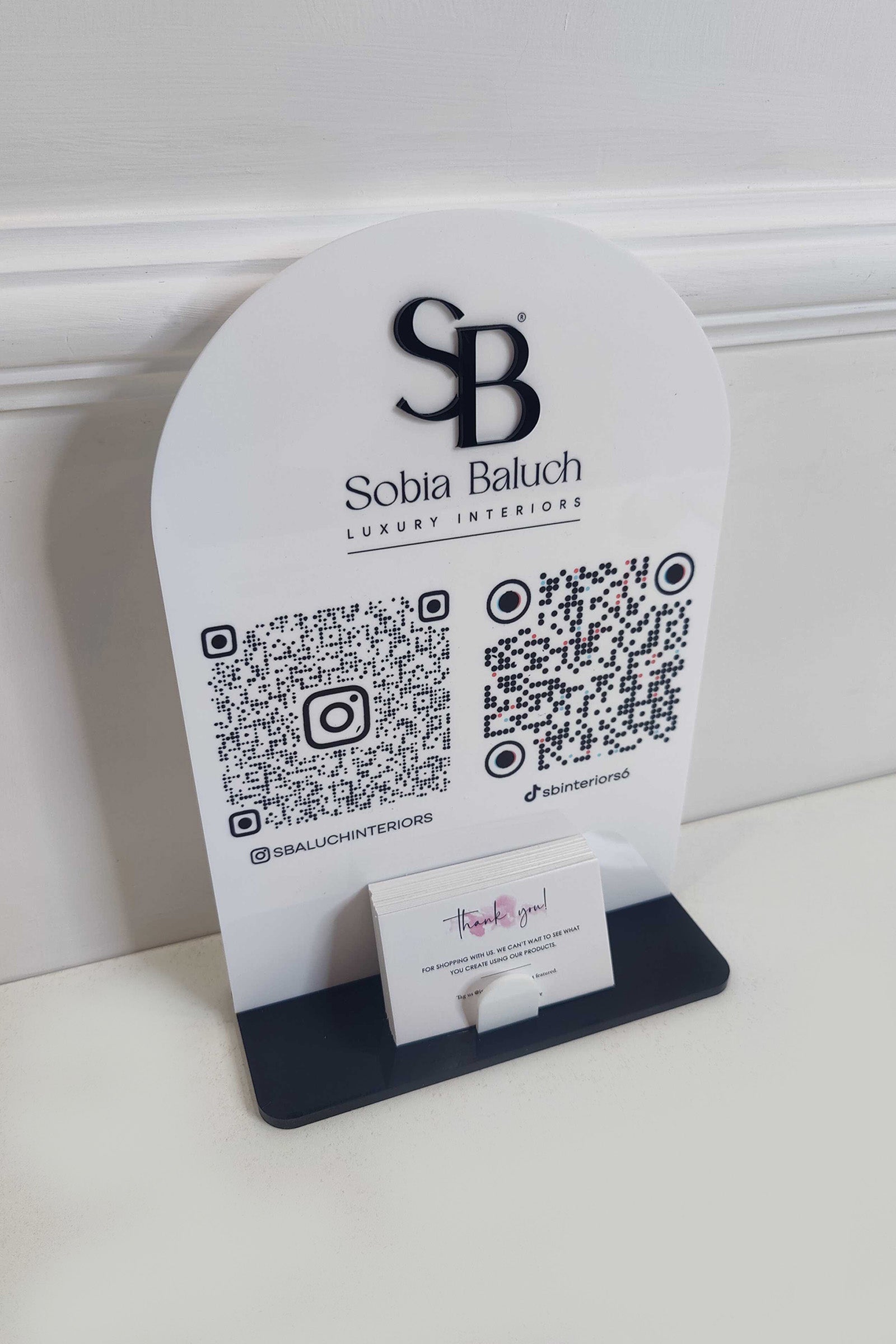 Custom Arch Social QR Sign and Card Holder
