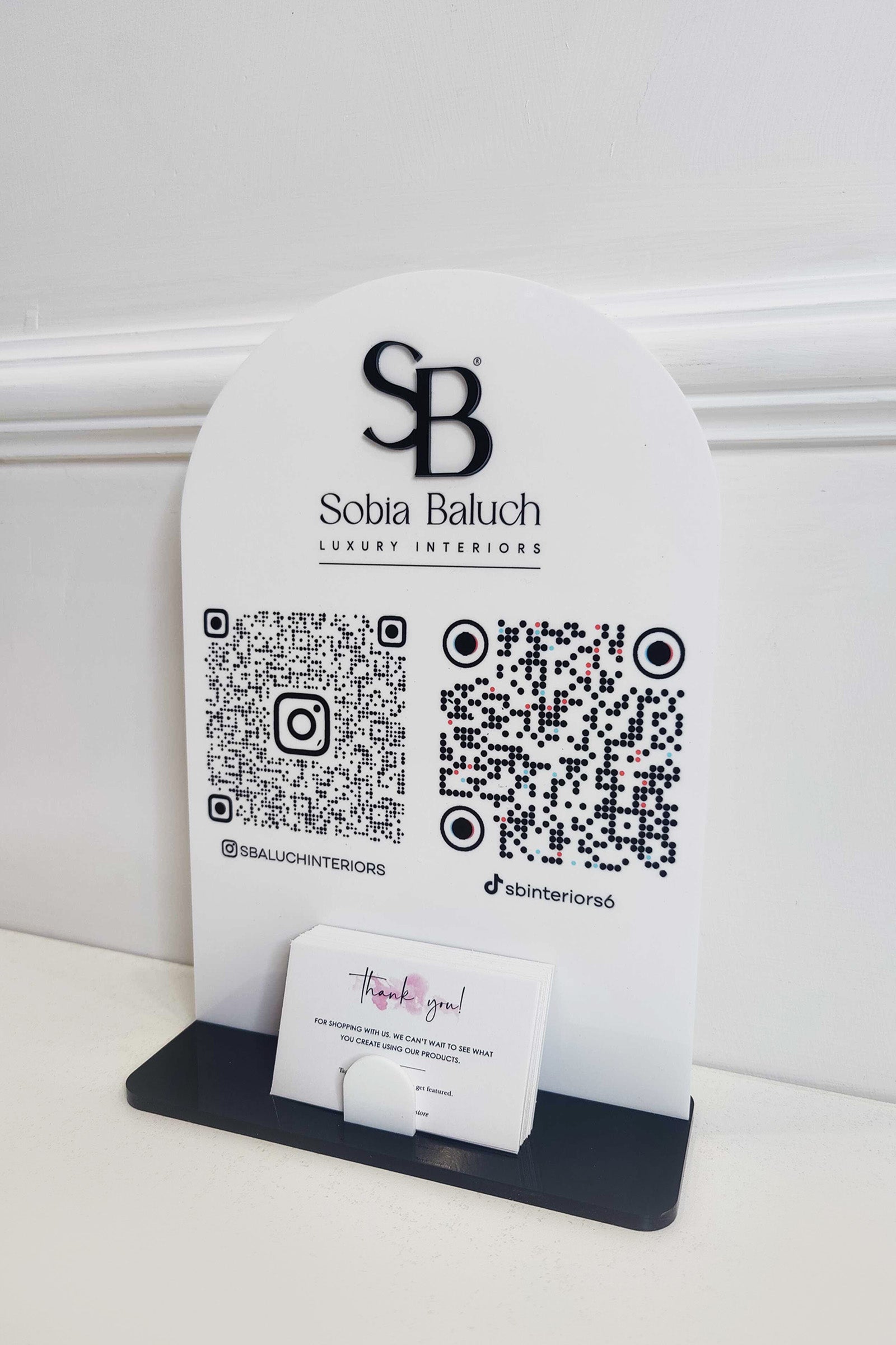 Custom Arch Social QR Sign and Card Holder