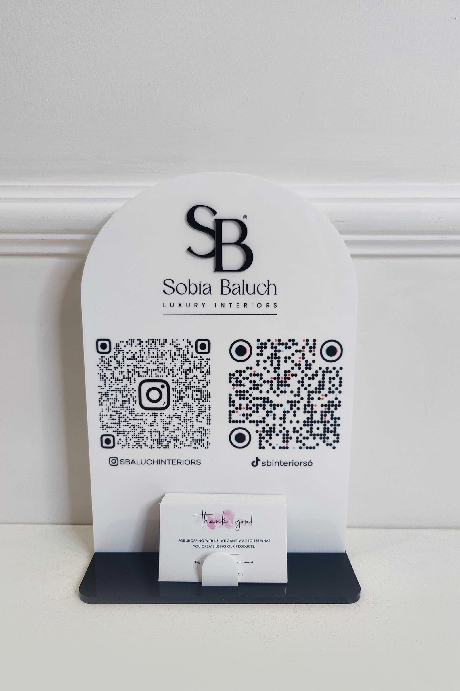 Custom Arch Social QR Sign and Card Holder