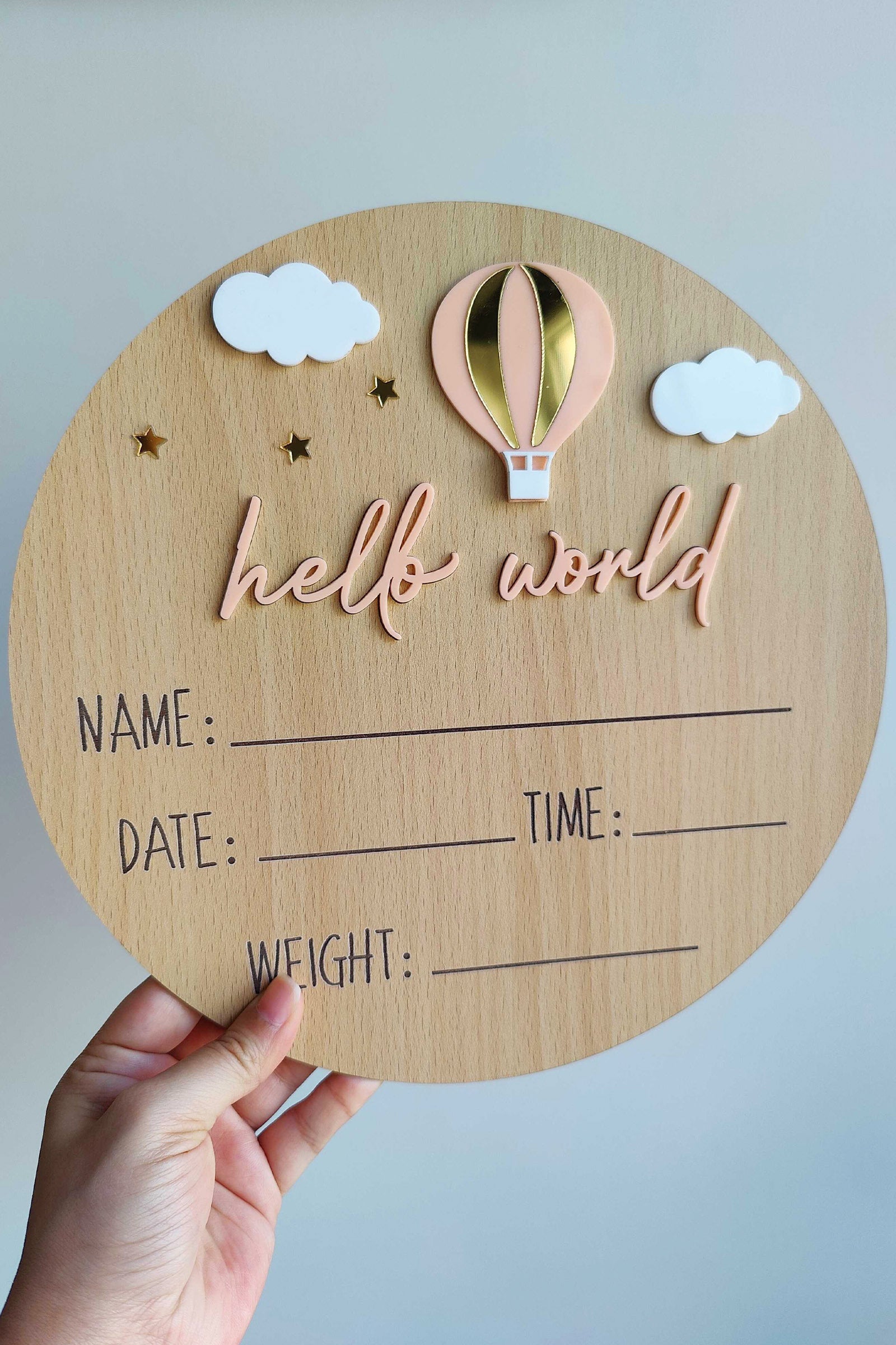 Birth Announcement Girl Plaque - 3D Balloon