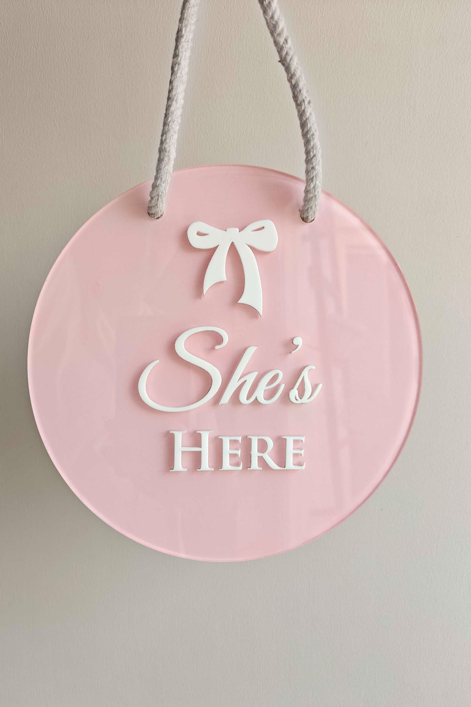 Custom Pink Acrylic Hanging Door Sign