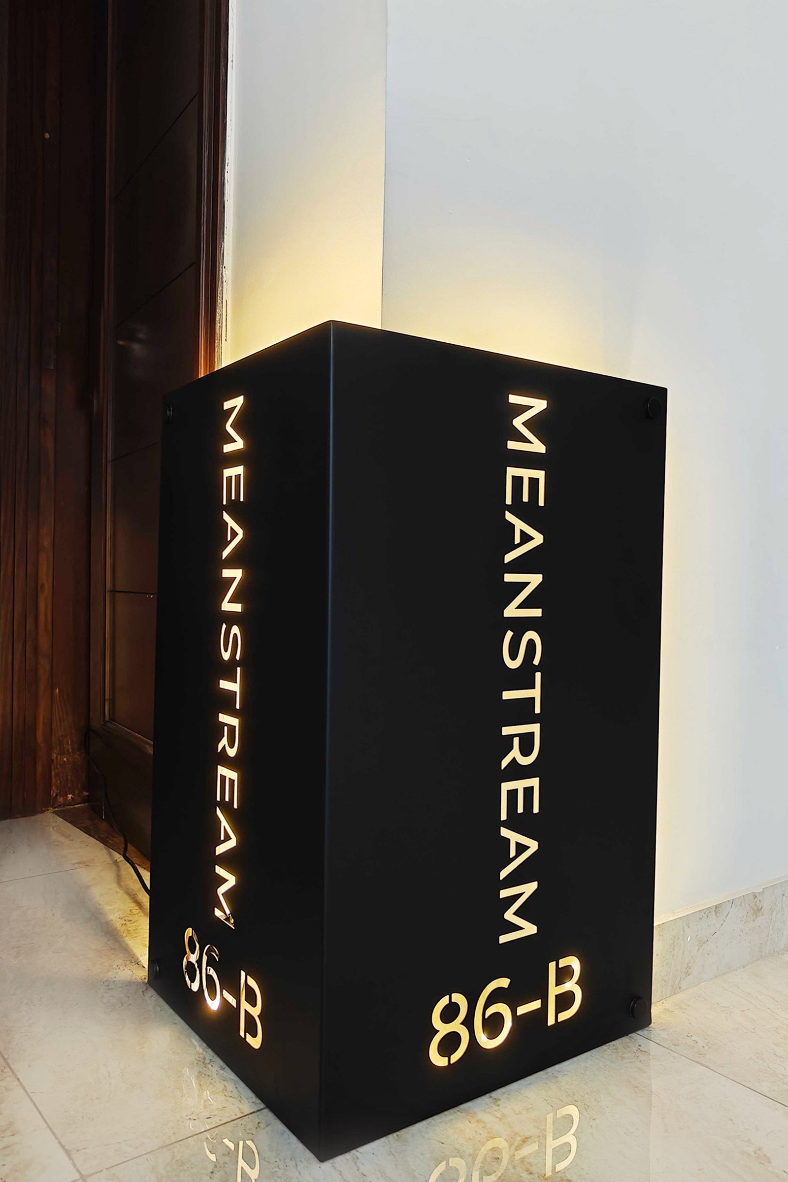 Custom Corner Backlit House/Office Metal Sign