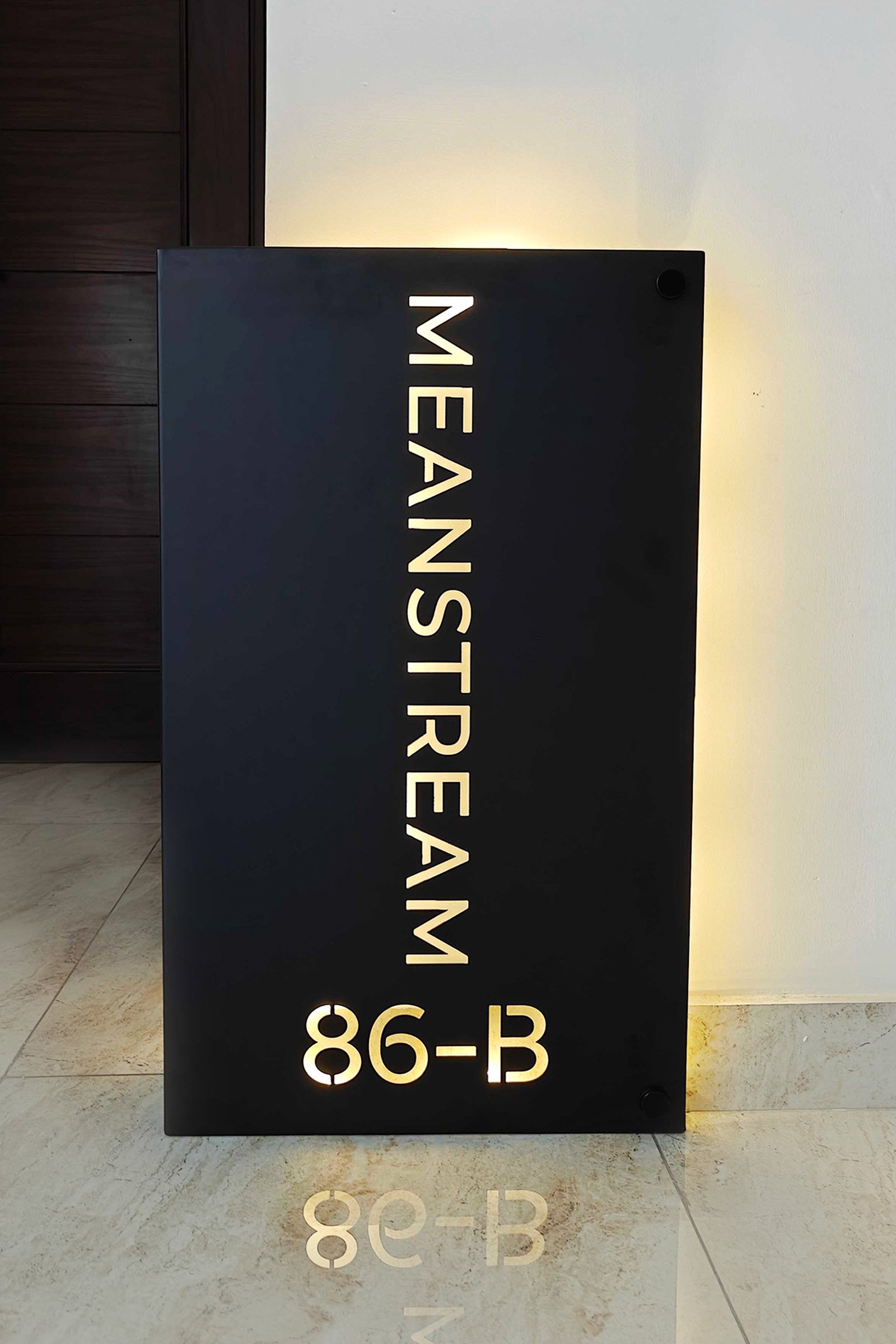 Custom Corner Backlit House/Office Metal Sign