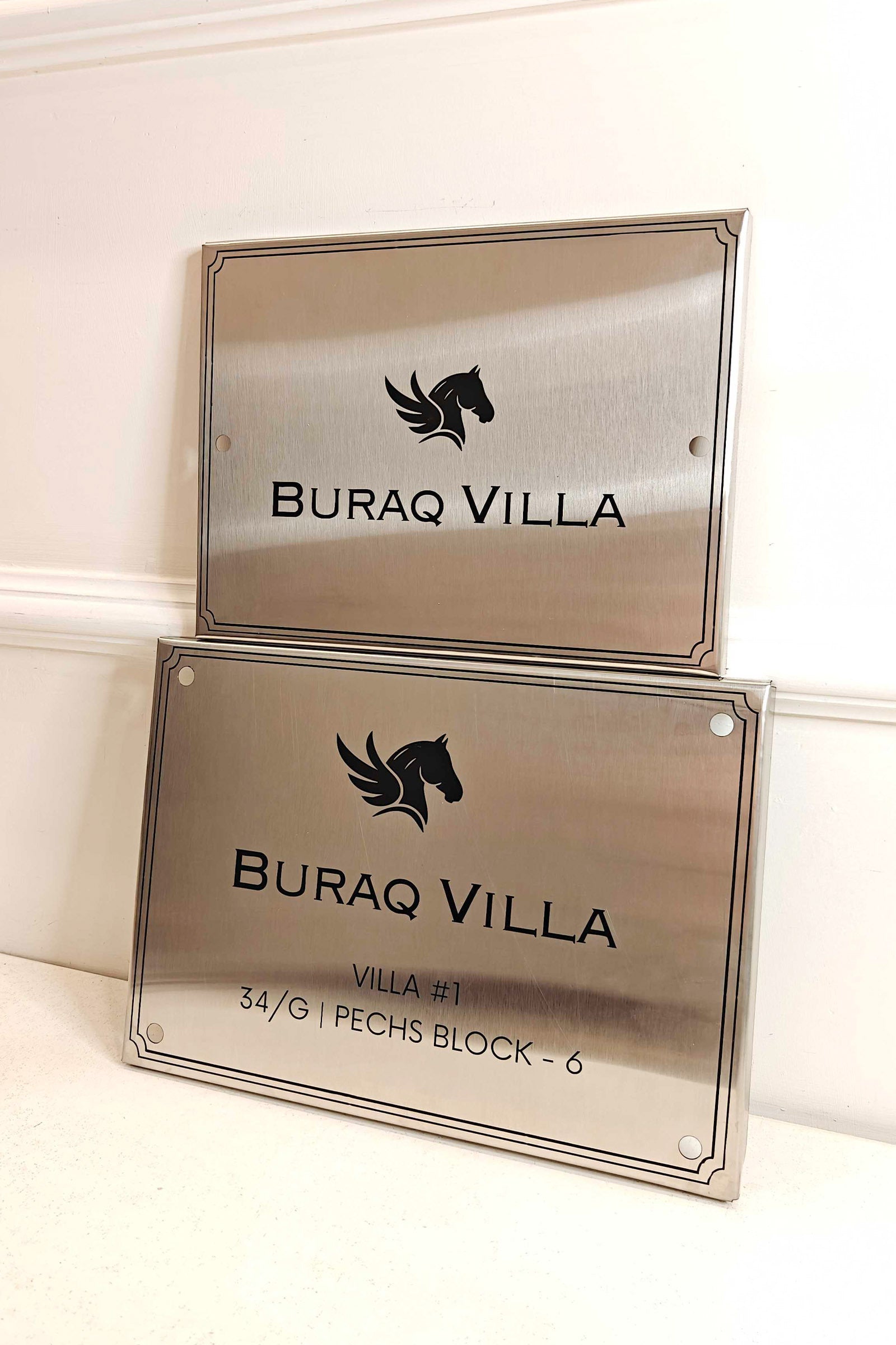 Stainless Steel Silver & Black House Plate / Business Sign