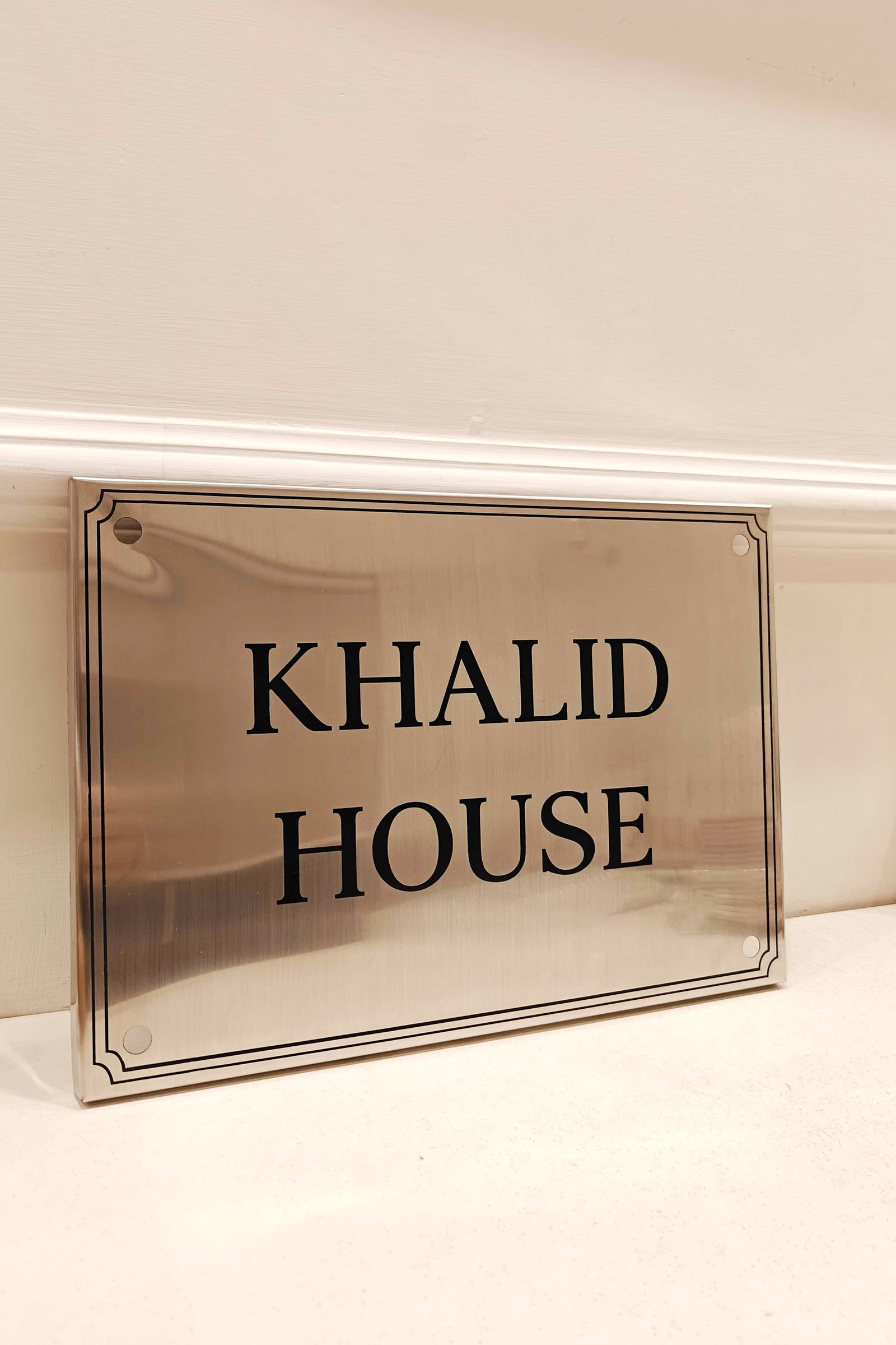 Stainless Steel Silver & Black House Plate / Business Sign