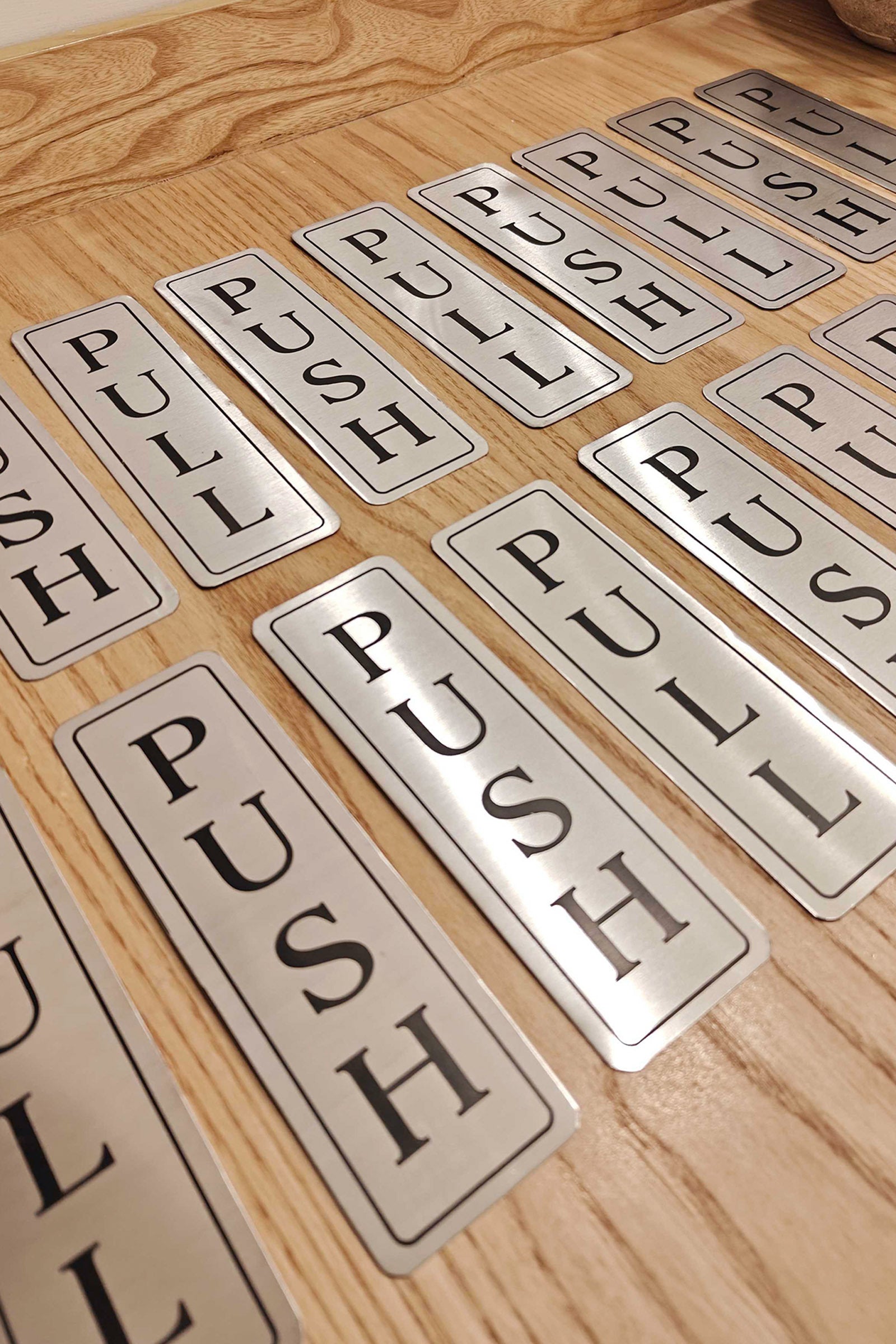 Push & Pull Adhesive Metal Signs