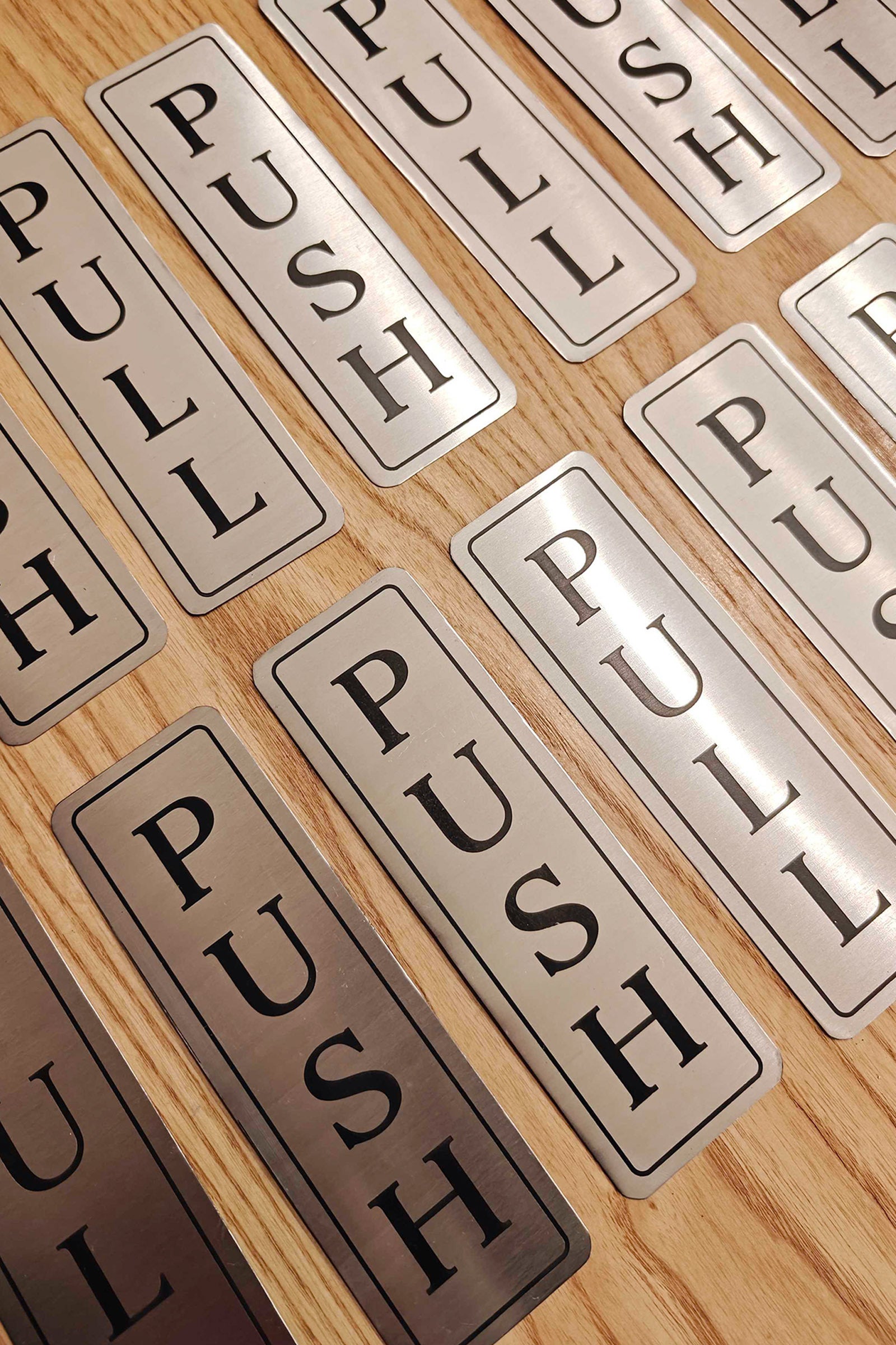 Push & Pull Adhesive Metal Signs