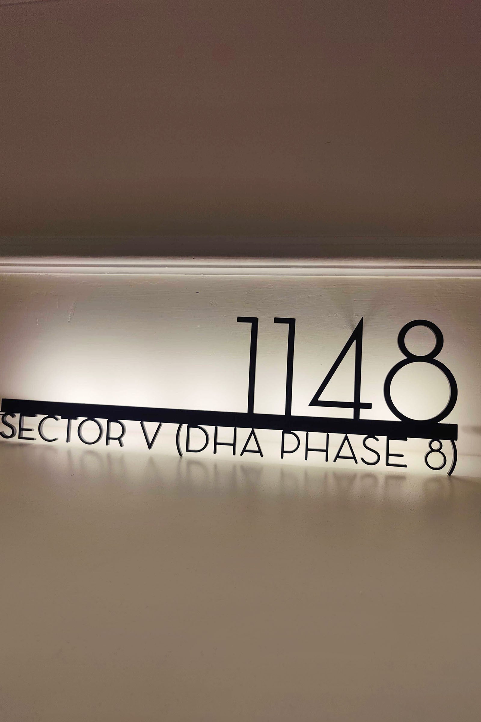 Custom Metal Backlit 2 Line House Sign