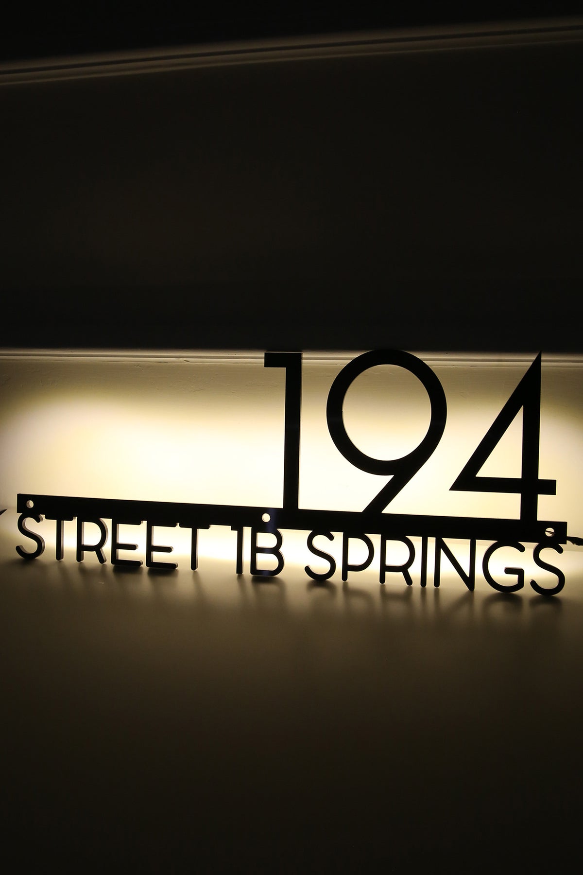 Two House Sign Custom Metal Backlit 2 Line House Sign – Sign & Design
