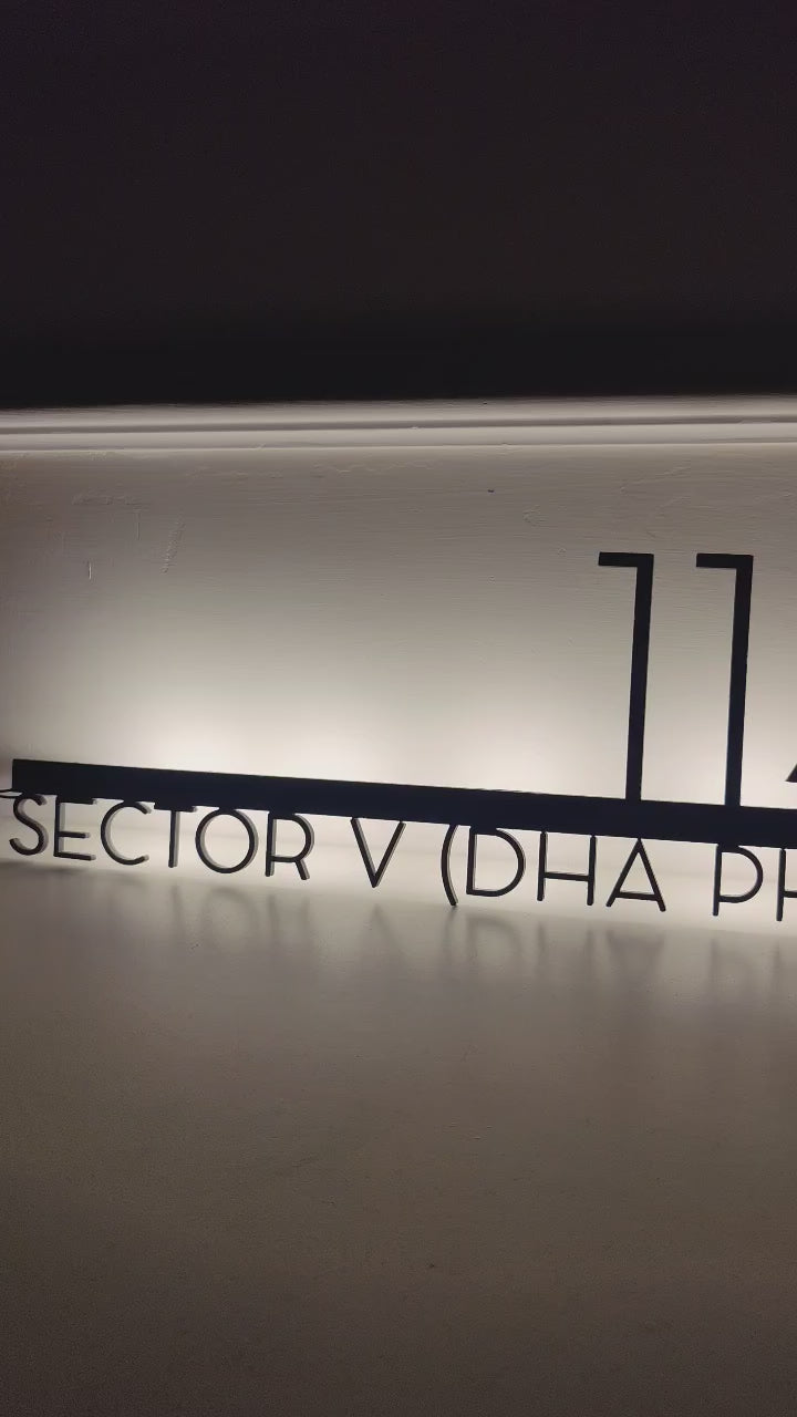 Custom Metal Backlit 2 Line House Sign