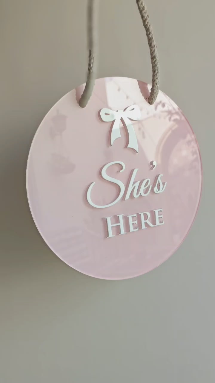 Custom Pink Acrylic Hanging Door Sign