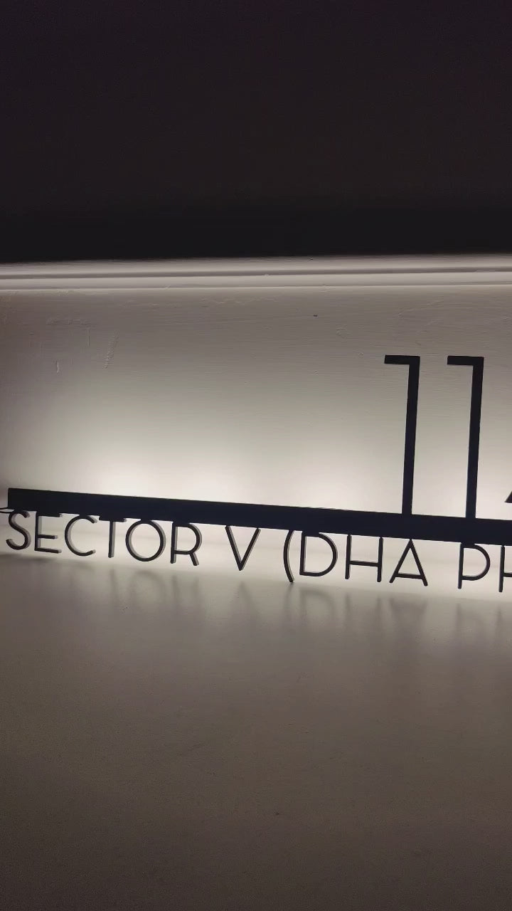 Custom Metal Backlit 2 Line House Sign