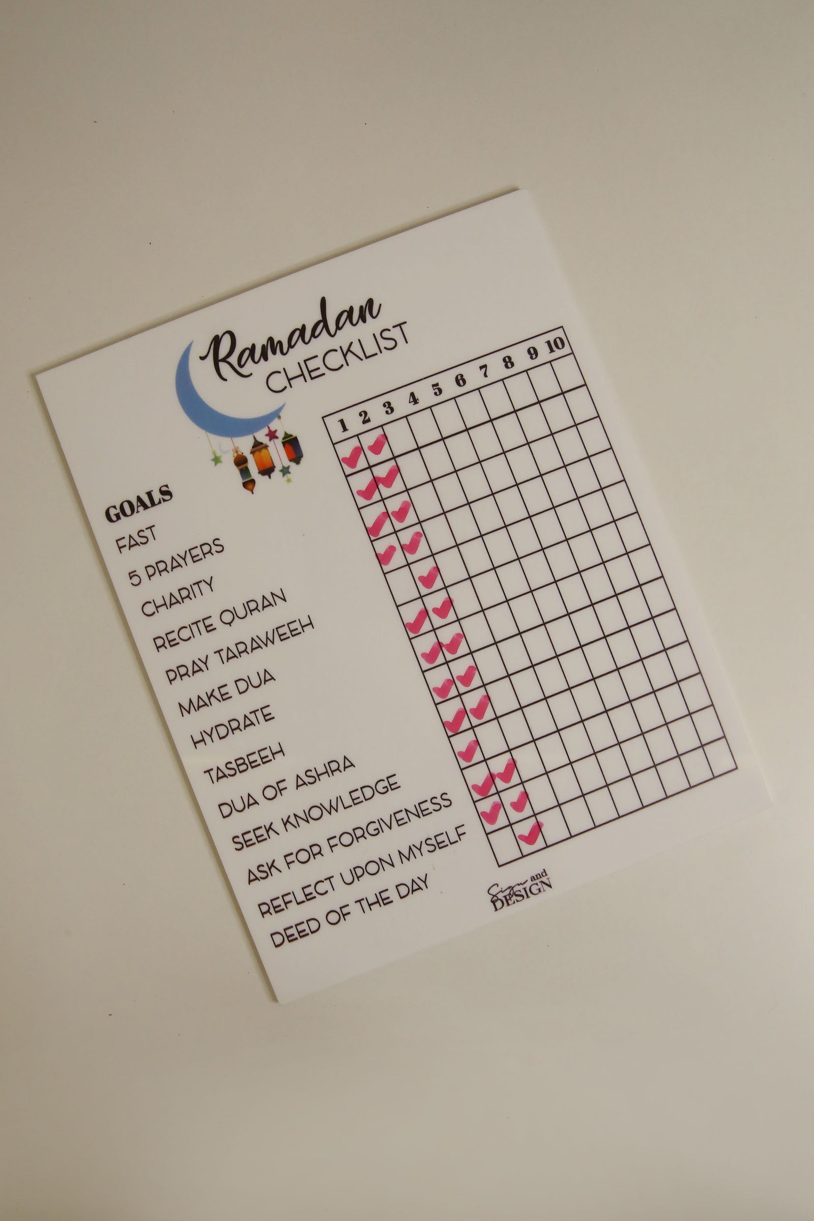 Ramadan Checklist - Table Top Planner - Sign & Design